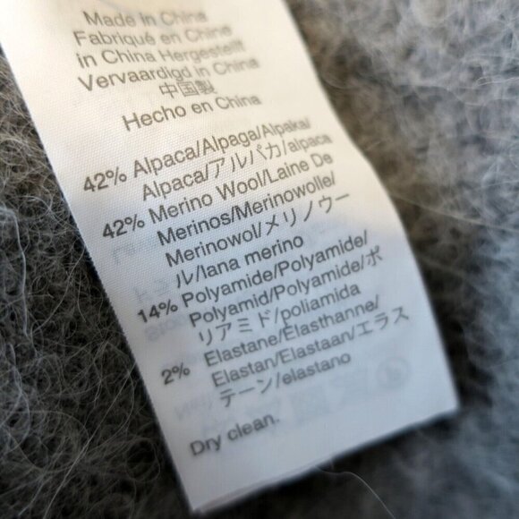 J Crew Puff-sleeve Fuzzy Crewneck Sweater AC265 Gray Alpaca Merino Womens Medium - Picture 6 of 6